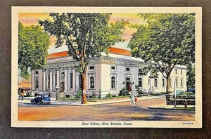 New Britain CT View of the Post Office in New Britain Mint Linen Postcard - Picture 1 of 2