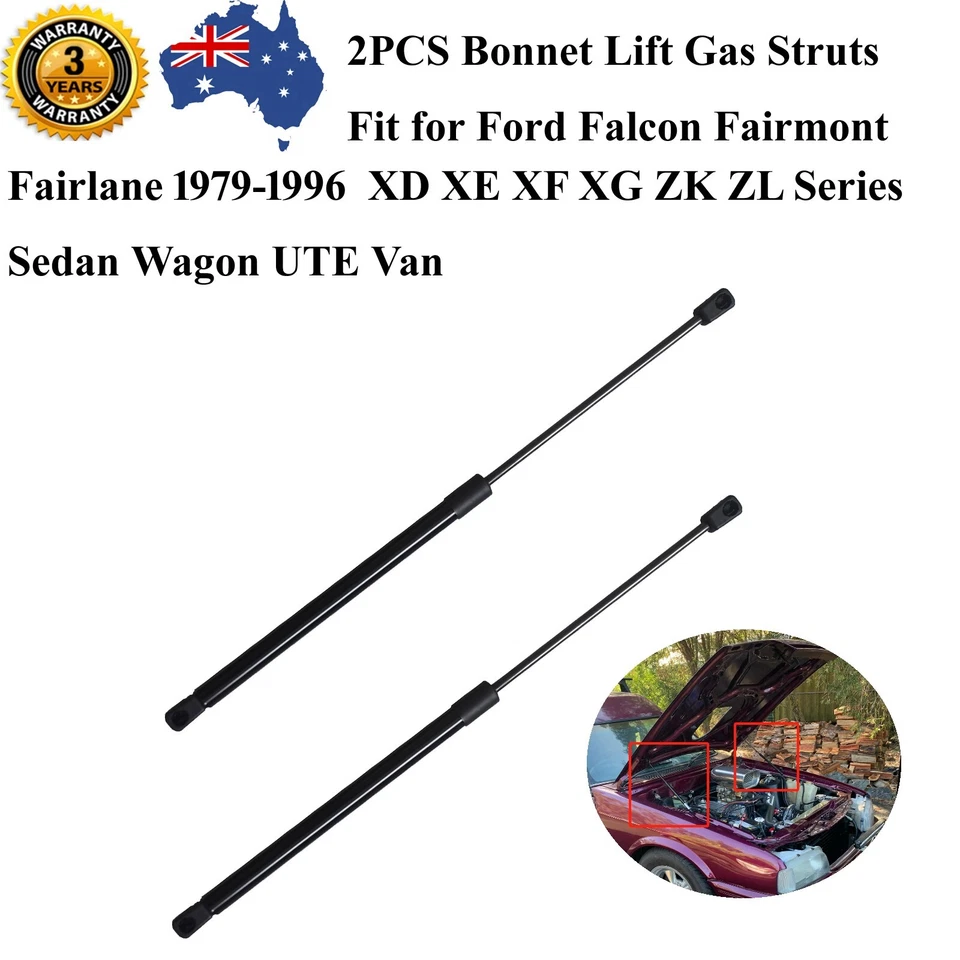 Bonnet Lid Lift Gas Struts for Ford  XD XE XF XG Falcon GL GLi GLS Fairmont Ghia - image 1 of 4
