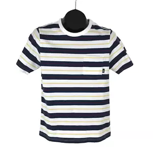 T-shirt ragazzo Vans Harmon media manica corta a righe 100% cotone tasca casual - Foto 1 di 9