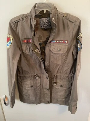 Chaqueta militar Affliction para mujer nueva sin etiquetas verde oliva cremallera completa/a presión talla XS Foto 1 de 4