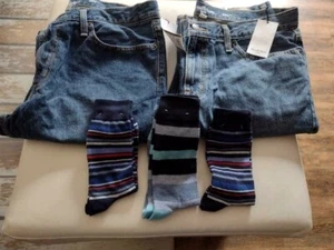 Pantalones de mezclilla para hombre GOODFELLOW & CO. - ¡¡Pierna recta 100 % algodón-36/32-2 pares con calcetines!!¡! - Imagen 1 de 5