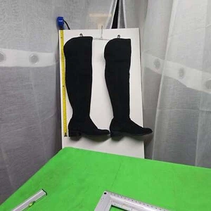 Black Suede Thigh-High Boots - Picture 1 of 14