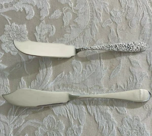 2 Sterling Flat Handle Master Butter Knives by MANCHESTER and DOMINICK & HAFF - Picture 1 of 8