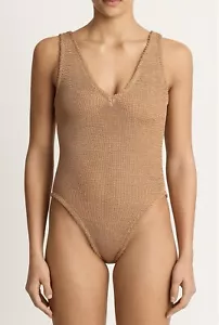 New Hunza G Sadie one piece swimsuit one size in metallic cocoa - Picture 1 of 7