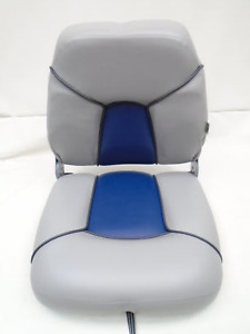 WISE 8WD1090-786 PREMIUM MID BACK FOLDING SEAT GRAY / BLUE 21" H X 19" W BOAT