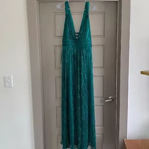 Betsy and Adam green sparkly maxi formal dress NEW size 12 - Picture 1 of 9