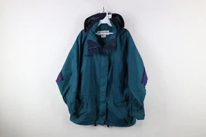 Vintage 90s Columbia Womens Large Distressed Color Block Hooded Parka Jacket - Picture 1 of 20