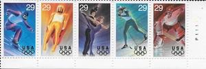 US Scott 2807-11, Winter Olympics, 1994, Pane of 5 stamps, OG, NH - Picture 1 of 1