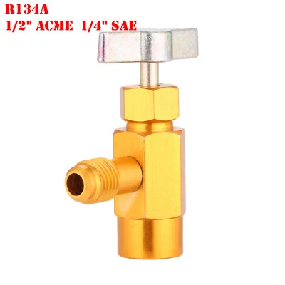 R134A Refrigerant Bottle Opener AC Can Tap Dispenser 1/2" ACME 1/4" SAE Thread - Image 1 of 4