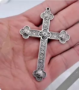 X large CROSS CELTIC NORDIC CHRISTIAN pendant 26" Sterling Silver 925 Chain men - Picture 1 of 6