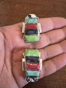 Nativo Americano Navajo Turquesa Multistone Incrustación Reloj Puntas Grandes Muy Bonitas #E - Imagen 1 de 9