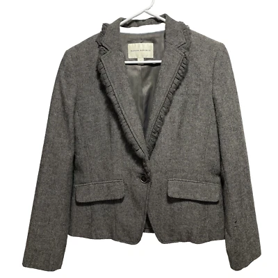 Chaqueta Blazer Banana Republic Mujer Talla 10 Espiga Tweed Volantes Corta Foto 1 de 4