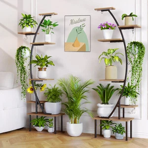 66" Tall 2PCS Plant Stands with Grow Lights 7 Tiered Display Shelf Home Garden - Picture 1 of 7
