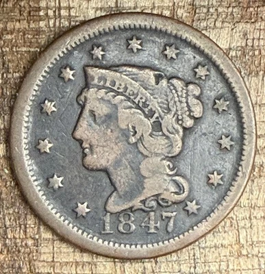 1847 1 centavo grande dos EUA - Imagem 1 de 2