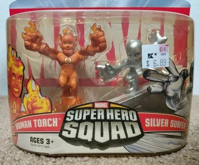 孩之宝漫威超级英雄小队 2007 Wave 3 人类火炬和银色冲浪者 2 件装 — 第 1/2 张图片