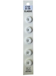 Buttons White Flower Center 1/2" 2-Hole 5-Pack Vintage Blumenthal Lansing C720 - Picture 1 of 6
