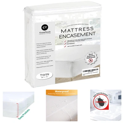 Водонепроницаемый матрас чехол 10 лет гарантия 16 дюймов глубокий карман двойной полный - Изображение 1 из 4