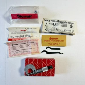 Vintage Starrett 232RL  Micrometer, With Manual and Original Cert Wrench Box - Picture 1 of 13