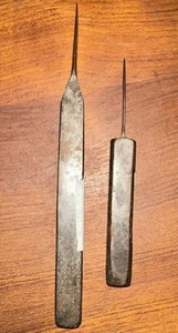 Antique  Oyster Shuckers Hand Held Clam Opener Forged Iron 8.5”& 6” Vintage - Picture 1 of 2