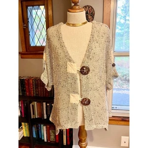VINTAGE Wide Knit Button Up Cardigan - Picture 1 of 6