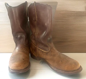 Vtg Red Wing Pecos Boots Mens Sz 8 D Brown 1178 Distressed Thrashed Western USA - Picture 1 of 9