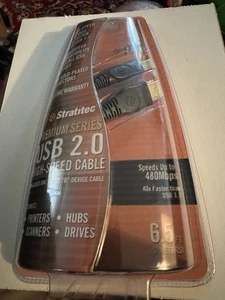 STRATITEC Premium USB 2.0 High-Speed Cable A to B 24K Gold Connectors NEW - Picture 1 of 2