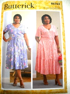 Butterick 6763 Dress V neckline Women's size 18w-24w Sewing Pattern - Picture 1 of 2