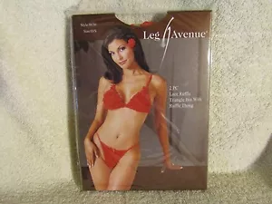 Leg Avenue 2 PC Red Lace Ruffle Triangle Bra With Ruffle Thong Size 0/S - Picture 1 of 1