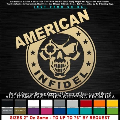 Infidel Circle American Infidel Sniper Skull Patriot Military Sticker Decal - Image 1 of 4