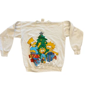 Vintage 90s The Simpson Christmas Crewneck Sweatshirt Large Bart 1990 RARE! - Bild 1 von 7