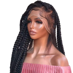 Braided Full Transparent Lace Natural Black Brazilian Hair 20 in Wig for Women