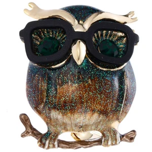 Spilla fermaglio Gufo con gli Occhiali accessorio bijoux giacca cappotto regalo - Foto 1 di 2