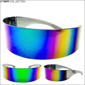 SPACE ROBOT PARTY RAVE COSTUME CYCLOPS FUTURISTIC SHIELD DJ SUN GLASSES SHADES - Picture 1 of 7
