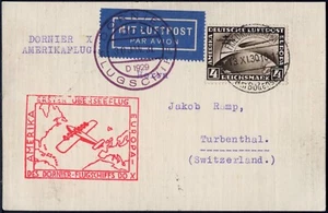 Dt. Reich 1931 DO-X PK 1. Überseeflug 4 RM Südamerikafahrt Schweiz 7 d DOX/ 1022 - Bild 1 von 2