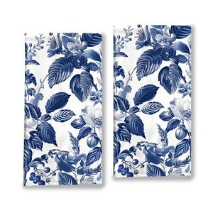 Blue Palm Leaf Hand Towel Decorative Hand Towels Set of 2 Soft High Absorbent... - Picture 1 of 9