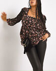 Simplybe Smock Blouse Top Black Floral Square Neck Sizes 10 12 14 18 20 22 & 32