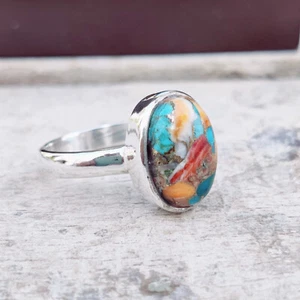 Oyster Turquoise Gemstone 925Sterling Silver Handmade Ring Jewelry All Size M-36 - Picture 1 of 8