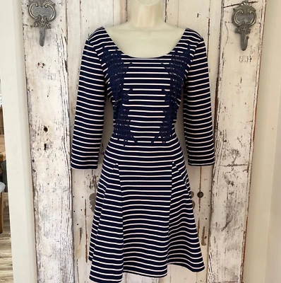 Vestido Free People Mediano Mujer Azul Marino Marfil Rayas Informal Carrera Cóctel Foto 1 de 4