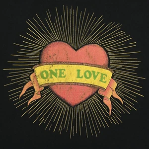Vintage One Love Tattoo Heart Adult Cotton T-Shirt Large Bob Marley song RARE - Picture 1 of 8