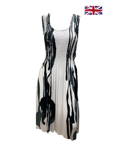 Womens Plus Size Curve Abstract Print MIDI Elasticated Dress Up to UK SIZE 24 P8 - Picture 1 of 1
