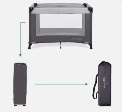 Dream on Me Nest patio de juegos portátil con bolsa de transporte y correa para el hombro gris Foto 1 de 4