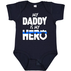 Inktastic My Daddy Is My Hero Police Officer Family Baby Bodysuit Kids Father - Picture 1 of 13