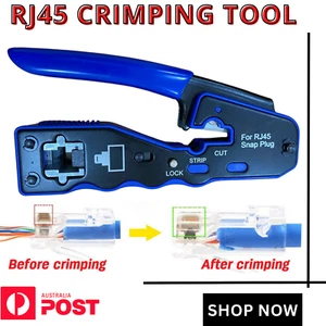 New Crimping Tool Network Crimper RJ45 EZ Pass Through for Cat6a 8P8C Cat7 AU - Picture 1 of 10
