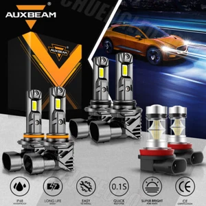 6X AUXBEAM CANBUS 9005+9006+H11 LED Headlight 6000K For Toyota Corolla 2009-2013 - Picture 1 of 12