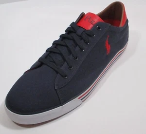 POLO RALPH LAUREN SIZE 16 D BLUE RED MENS CANVAS HARVEY FASHION SNEAKER SHOE - Picture 1 of 18