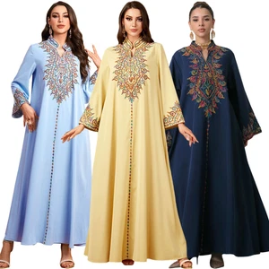 Moroccan Abaya Women Muslim Long Sleeve Maxi Dress Turkey Kaftan Dubai Dresses - Bild 1 von 27