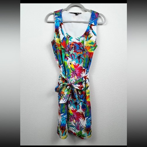 Abito senza maniche Love Moschino con stampa grafica giungla con cintura in perfette condizioni