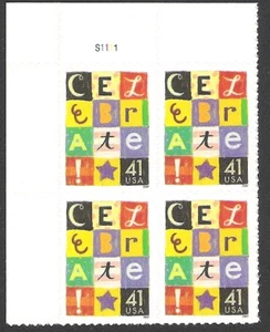 Sc # 4196 ~ Plate # Block ~ 41 cent Celebrate Issue (di10) - Picture 1 of 1