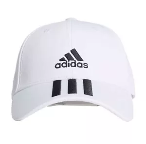 Adidas 3 stripes Cotton Baseball Adjustable Cap/Hat White-Black Logo FREE SHIP - Picture 1 of 6