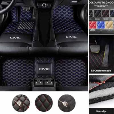 For Honda Civic 1995-2025 Car Floor Mats Luxury Waterproof Carpets Custom Liners Foto 1 de 4